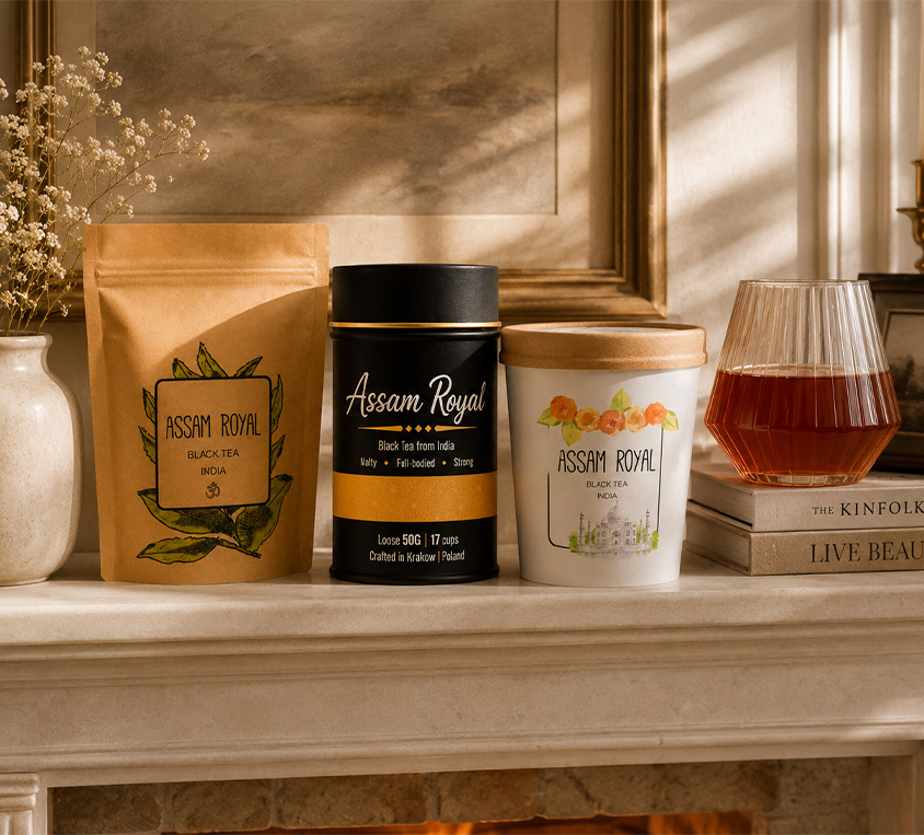 Assam Royal Leo Tea – elegancka puszka, doypack i kubek prezentowy